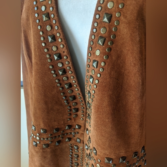 VTG C Concept Studded Suede Leather Jacket SZ 14 - Picture 11 of 12